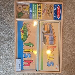 Melissa & Doug Wooden See & Spell, 8 Spelling Boards and Letter Pieces